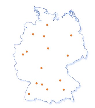 Standorte in Deutschland, wo die Software "Fruchthändler 13" für den Fruchthandel eingesetzt wird